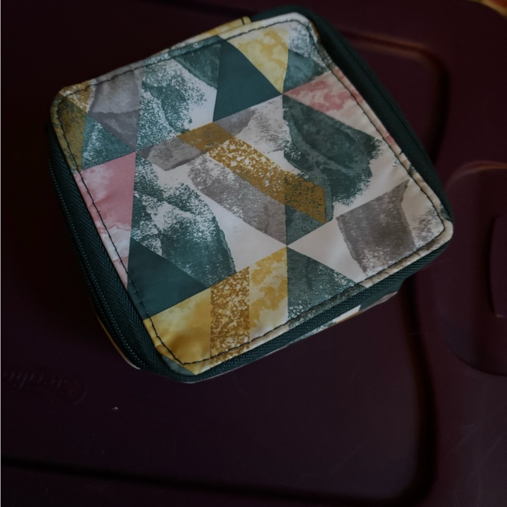Thirty-One Geometric Cosmetic Bag - Green, Yellow, Pink, Gray